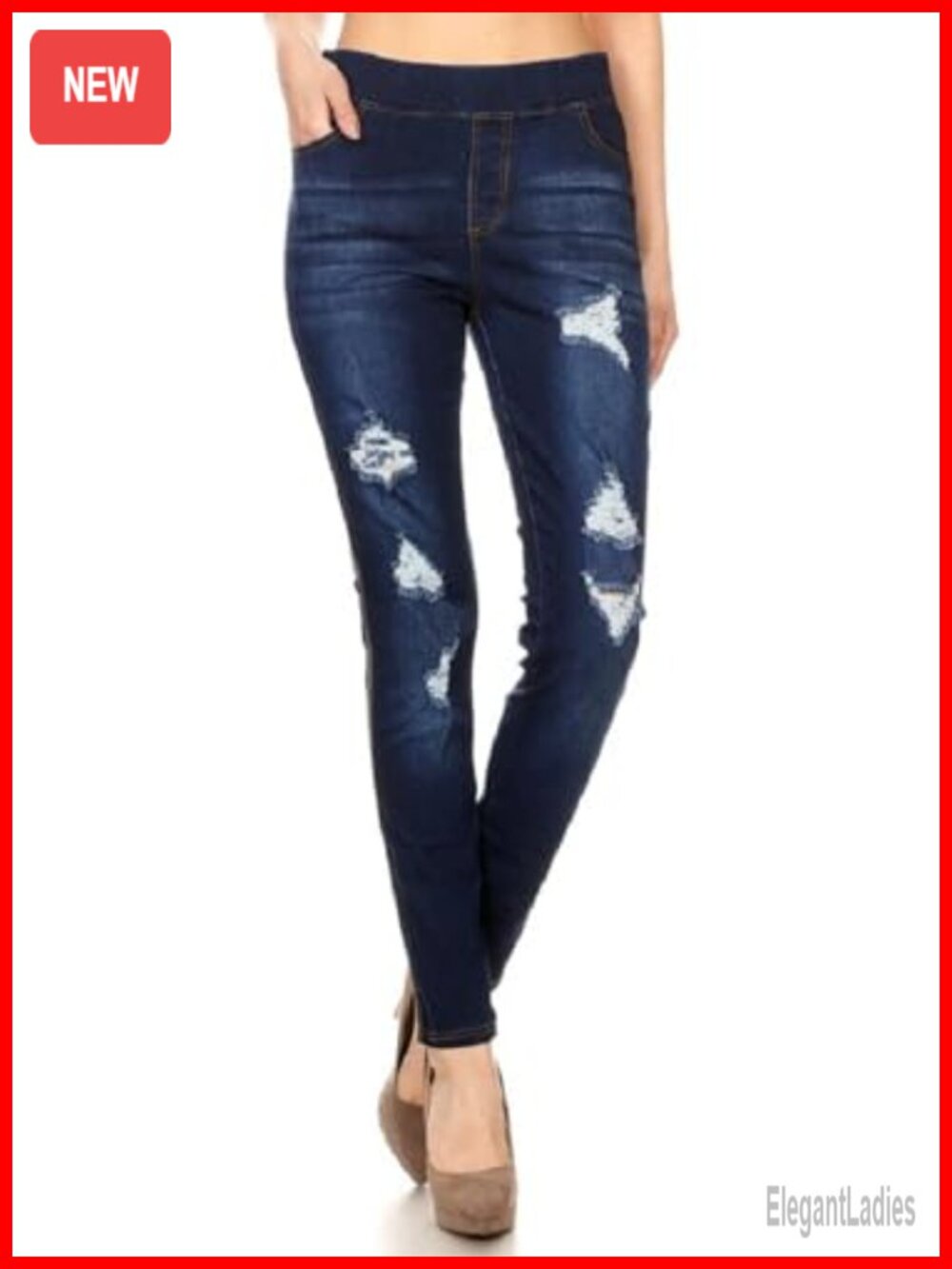 Women's Stretch Denim Pull On Jeggings with Pockets - Skinny Fit